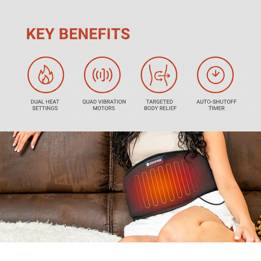 Heating Pad - Adjustable Strap - Vibration Support
