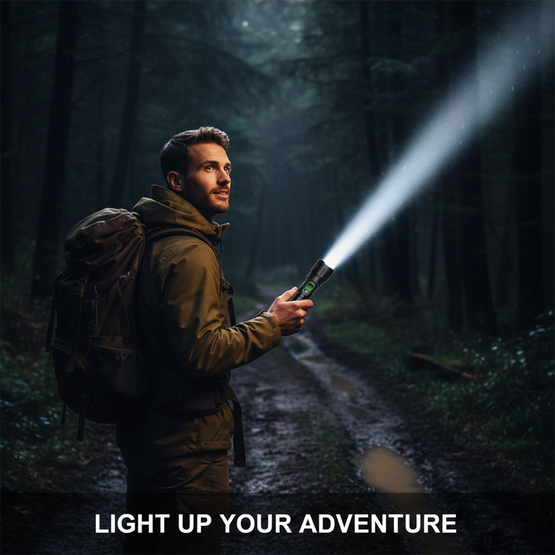 LED Flashlight - Rechargeable Torch - Adjustable Beam