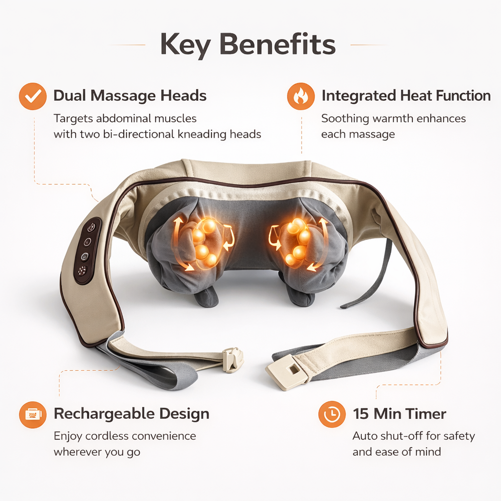 Abdominal Massager - Heat Function - Rechargeable Design