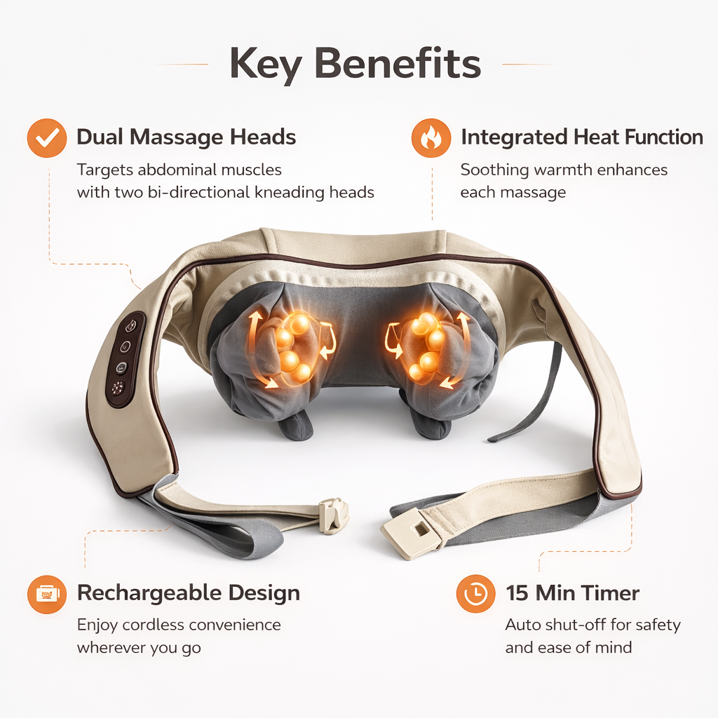 Abdominal Massager - Heat Function - Rechargeable Design