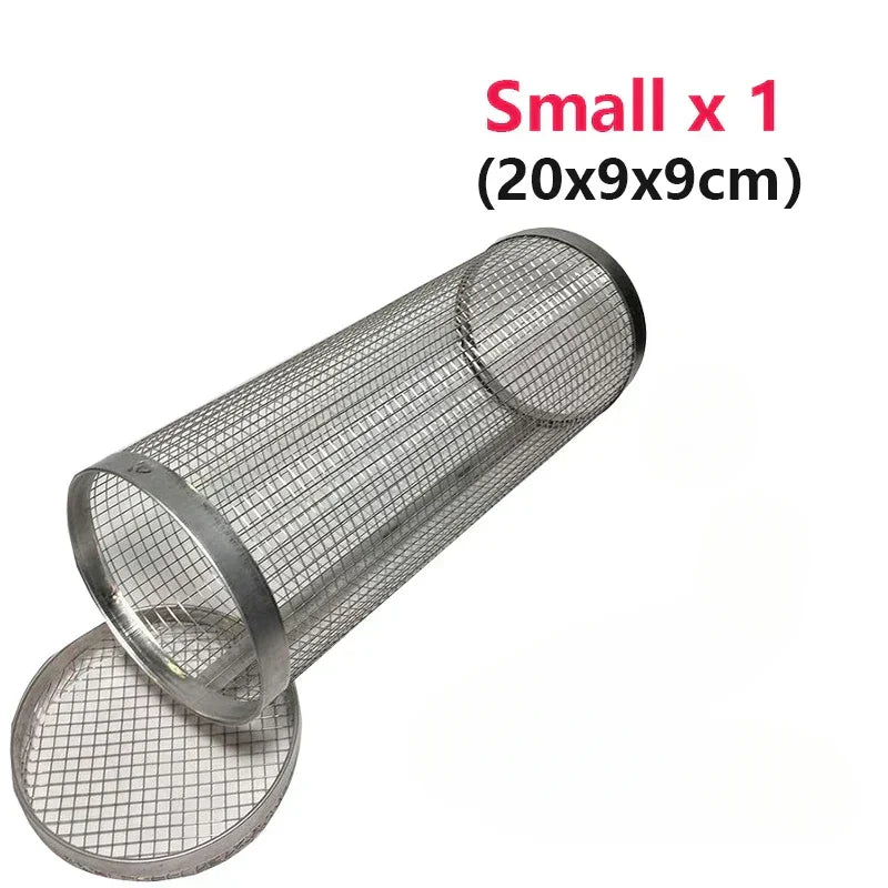 BBQ Grill Basket - Stainless Steel - Rotating Cylinder