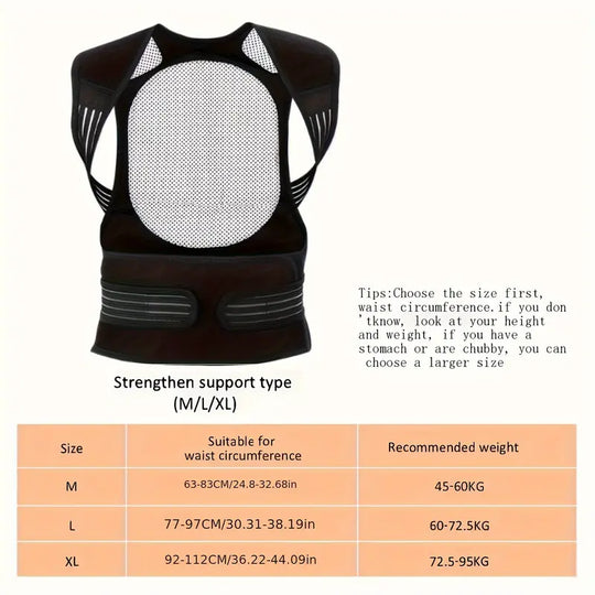 Back Support Belt - Magnetic Design - Adjustable Fit