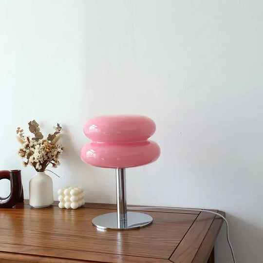 Bedside Lamp - Glass Shade - Chrome Base