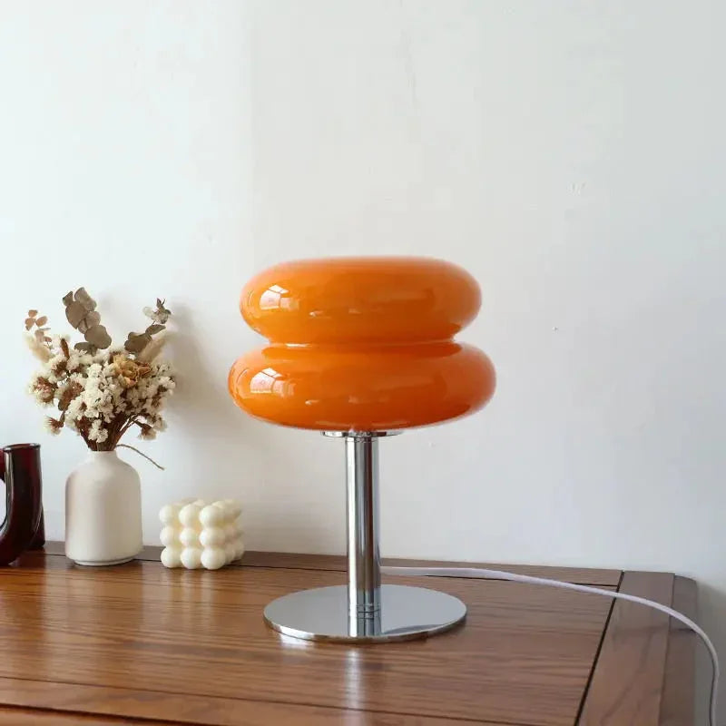 Bedside Lamp - Glass Shade - Chrome Base