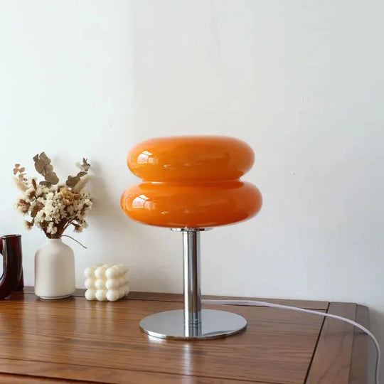 Bedside Lamp - Glass Shade - Chrome Base