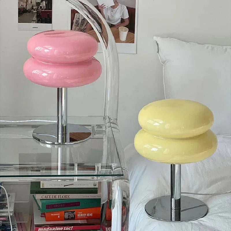 Bedside Lamp - Glass Shade - Chrome Base
