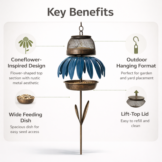 Bird Feeder - Coneflower Design - Outdoor Hanging