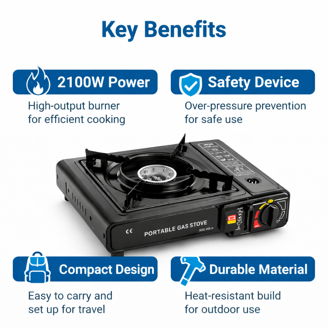 Camping Gas Stove - Portable Design - 2100W Power