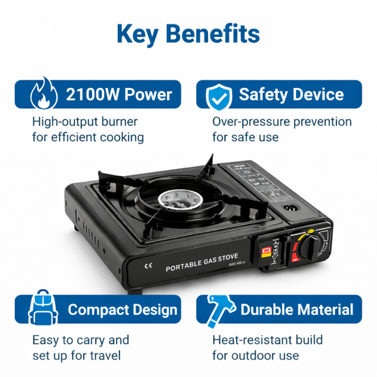 Camping Gas Stove - Portable Design - 2100W Power