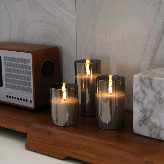 Candle Light Set - Glass Casing - LED Flame Effect