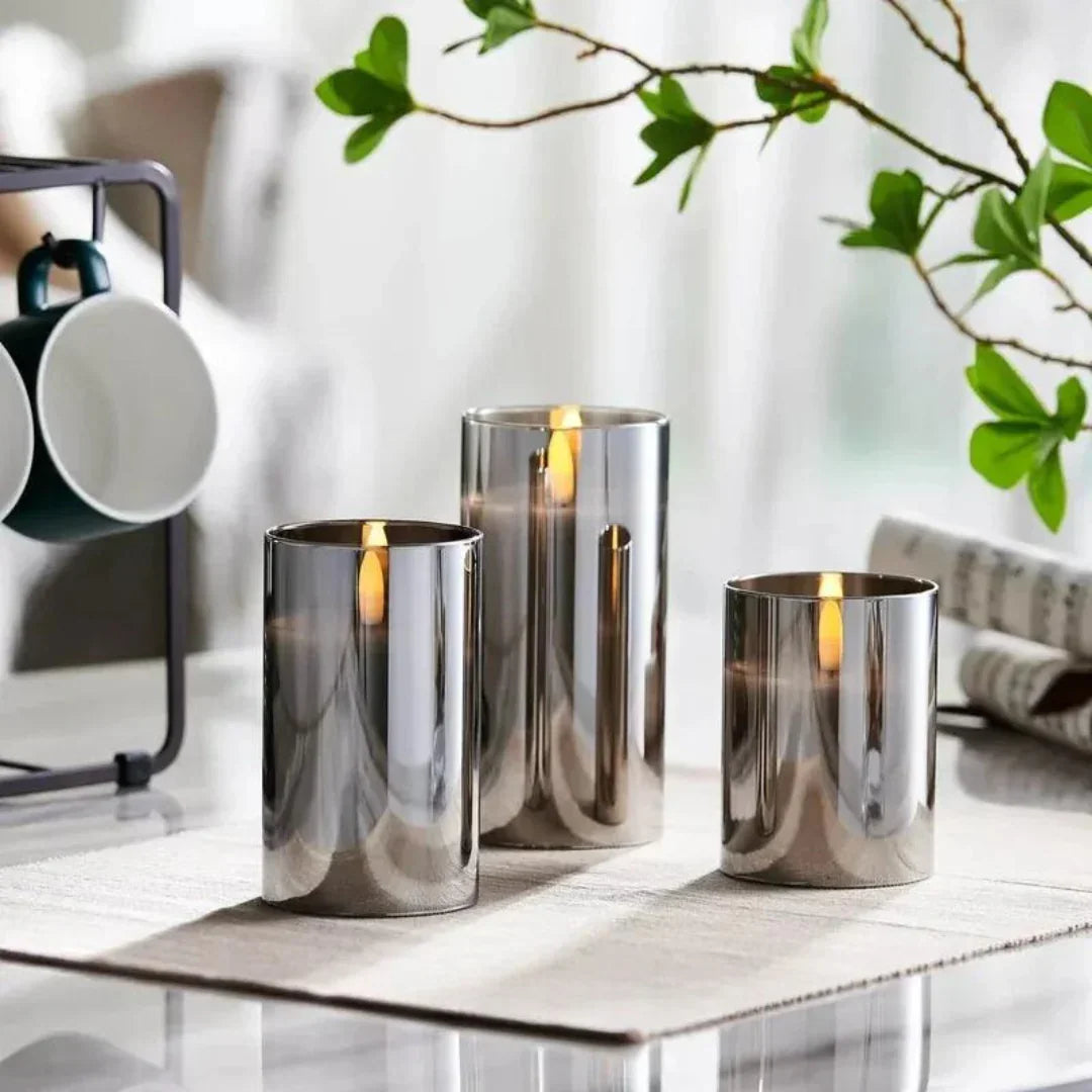 Candle Light Set - Glass Casing - LED Flame Effect