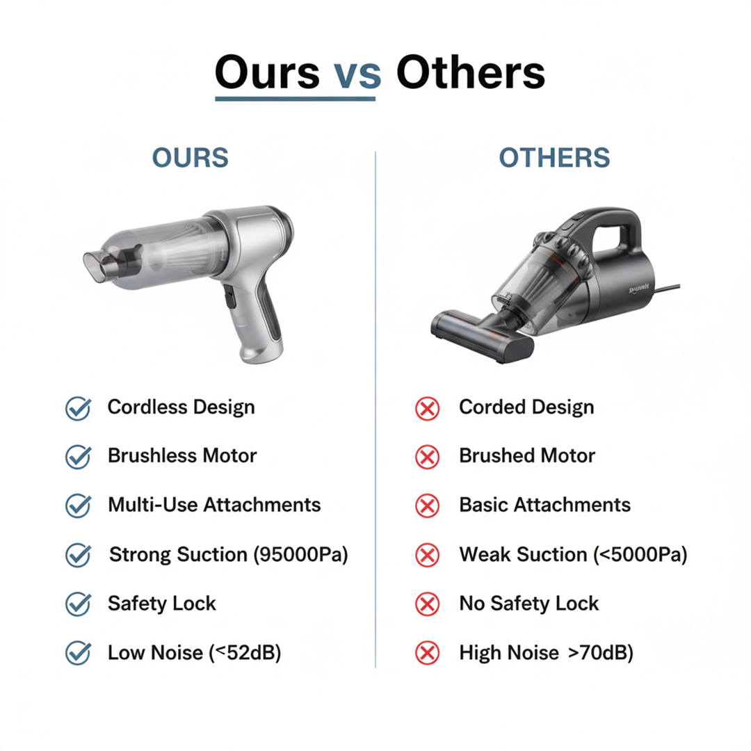 Car Vacuum Cleaner - Cordless Design - Multi Functional