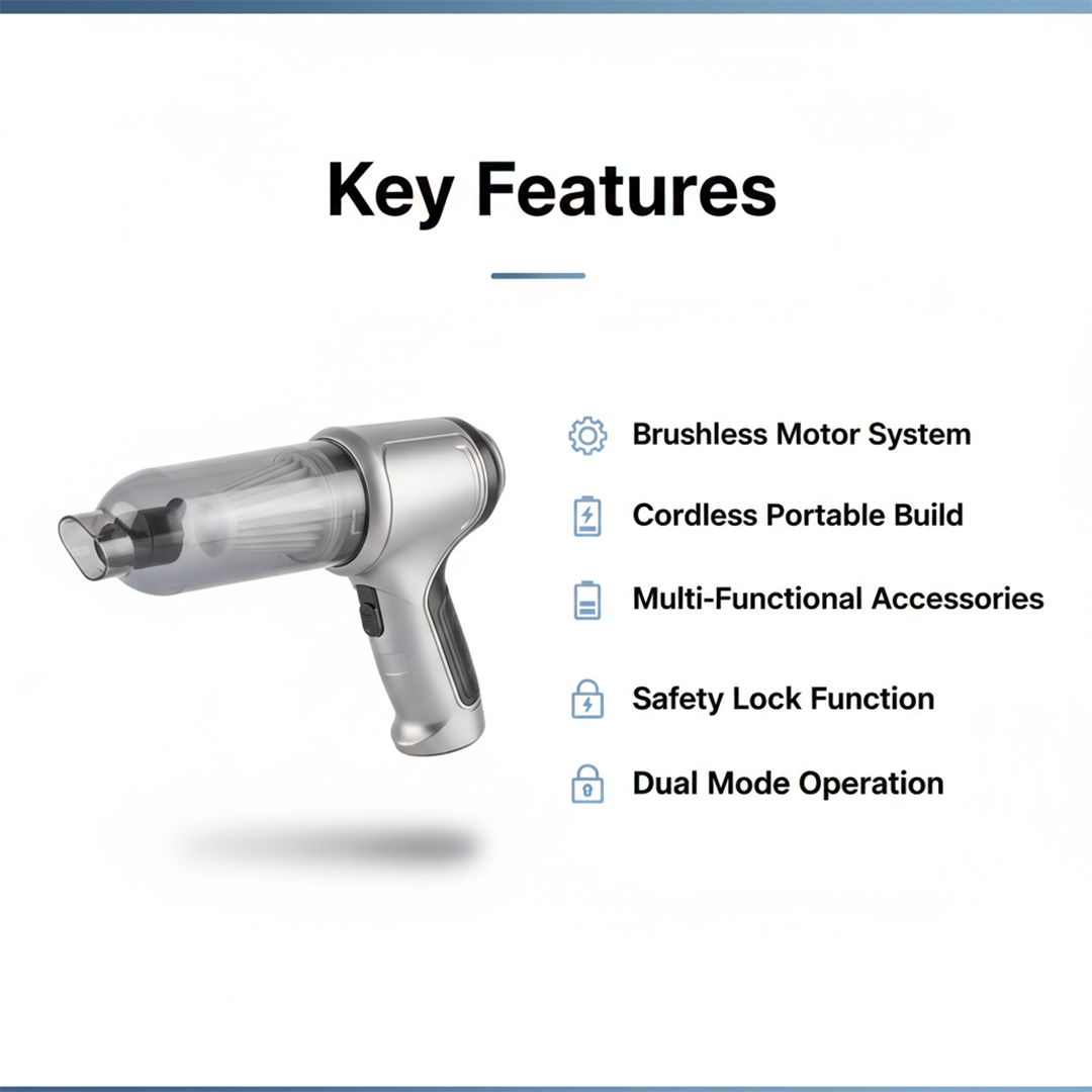 Car Vacuum Cleaner - Cordless Design - Multi Functional