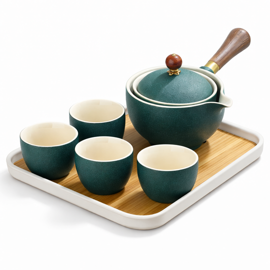 Ceramic Tea Pot Set - Rotating Design - Infuser Included