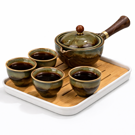 Ceramic Tea Pot Set - Rotating Design - Infuser Included