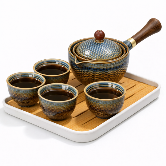 Ceramic Tea Pot Set - Rotating Design - Infuser Included