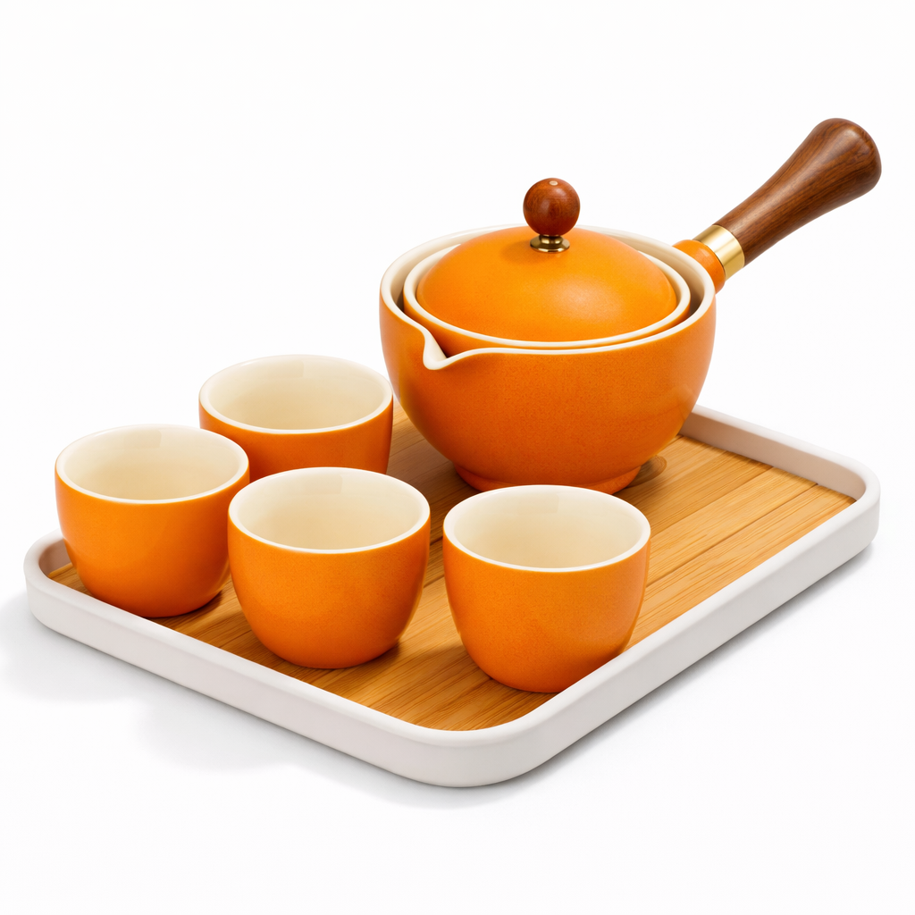 Ceramic Tea Pot Set - Rotating Design - Infuser Included