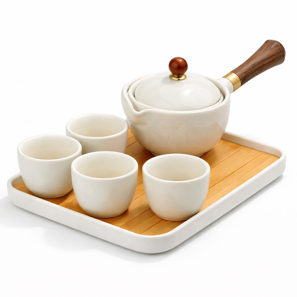 Ceramic Tea Pot Set - Rotating Design - Infuser Included