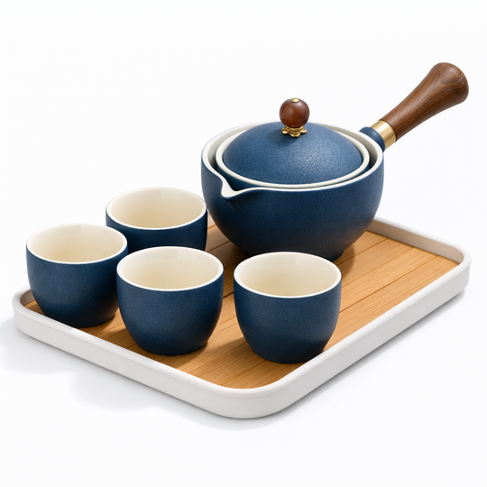 Ceramic Tea Pot Set - Rotating Design - Infuser Included