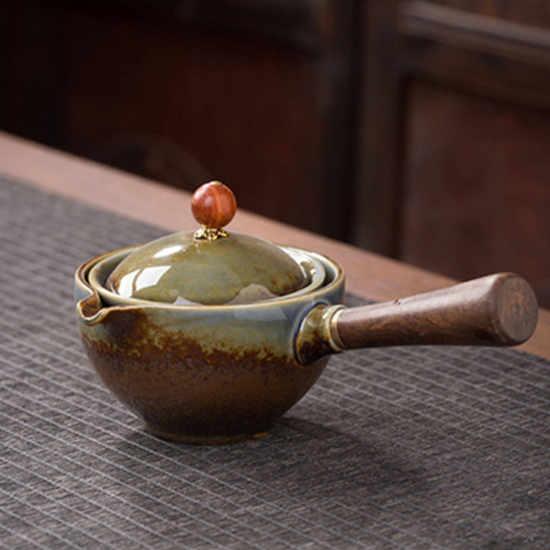 Ceramic Tea Pot Set - Rotating Design - Infuser Included