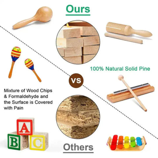Children's Music Kit - Wooden Instruments - 10 Piece Set