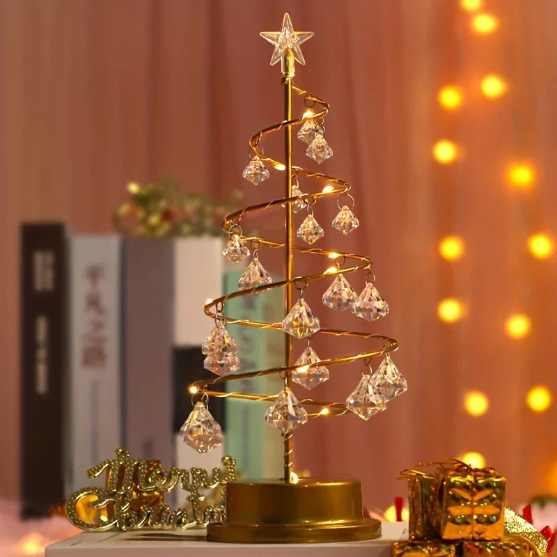 Christmas Tree Night Light - Crystal Design - Battery Powered