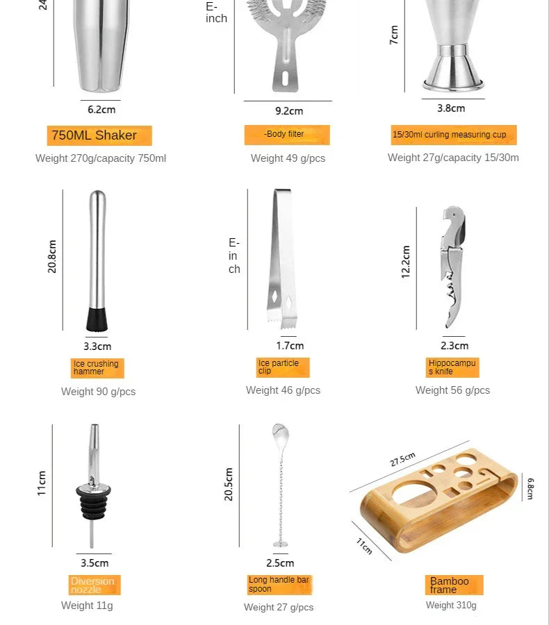 Cocktail Shaker Set - Stainless Steel - Bar Tools