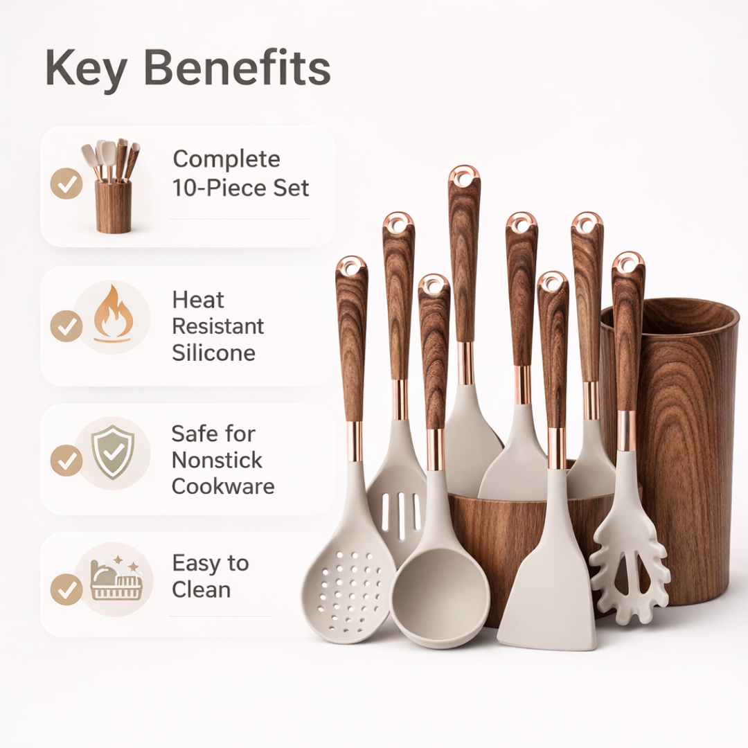 Cooking Utensil Set - Silicone Tools - Kitchen Accessory