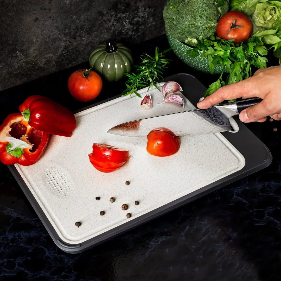 Cutting Board - Stainless Steel - Non-Slip Handle