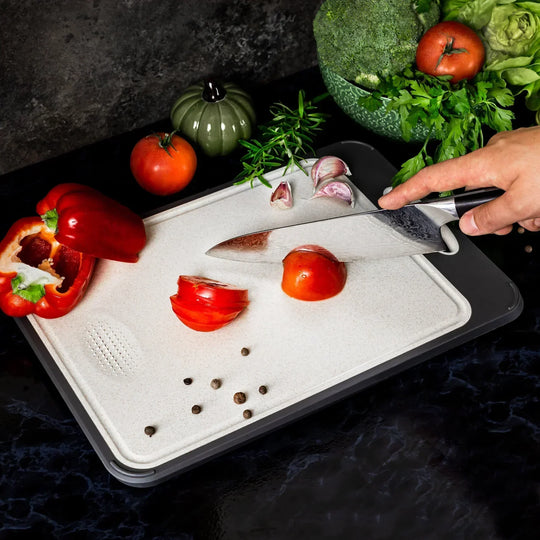 Cutting Board - Stainless Steel - Non-Slip Handle