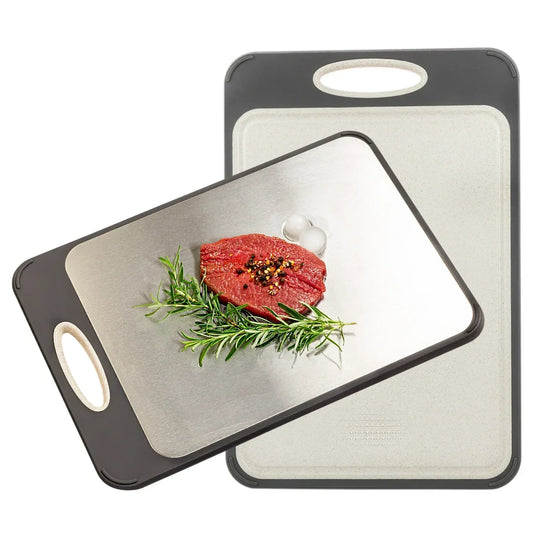 Cutting Board - Stainless Steel - Non-Slip Handle