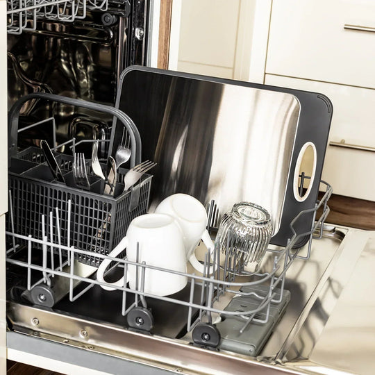 Cutting Board - Stainless Steel - Non-Slip Handle