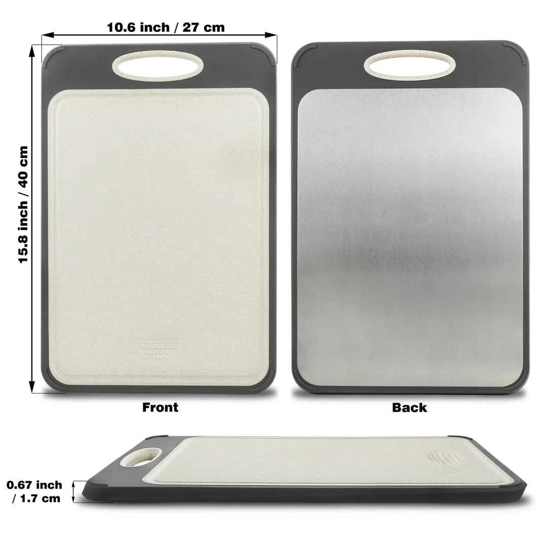 Cutting Board - Stainless Steel - Non-Slip Handle