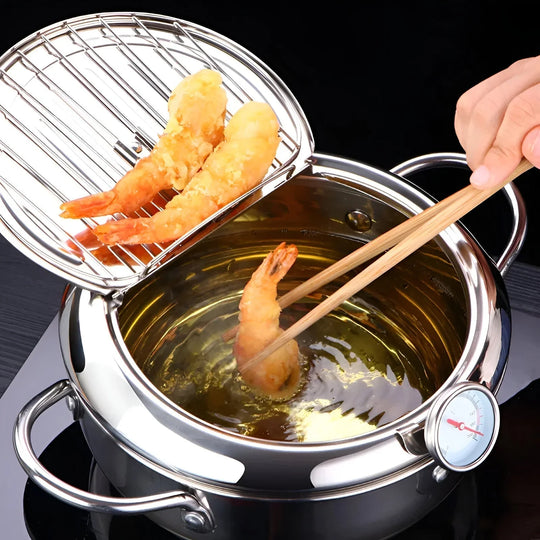 Deep Fryer Pot - Stainless Steel - Thermometer