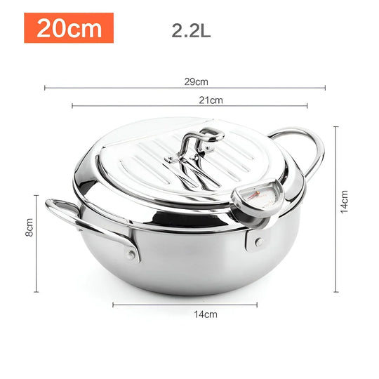 Deep Fryer Pot - Stainless Steel - Thermometer