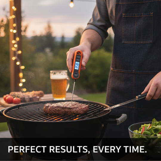 Digital Food Thermometer - Backlit Display - Foldable Probe