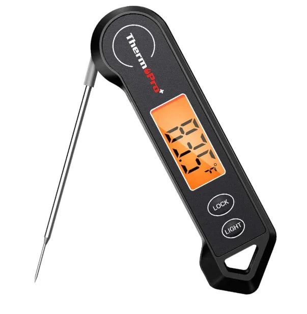 Digital Food Thermometer - Backlit Display - Foldable Probe