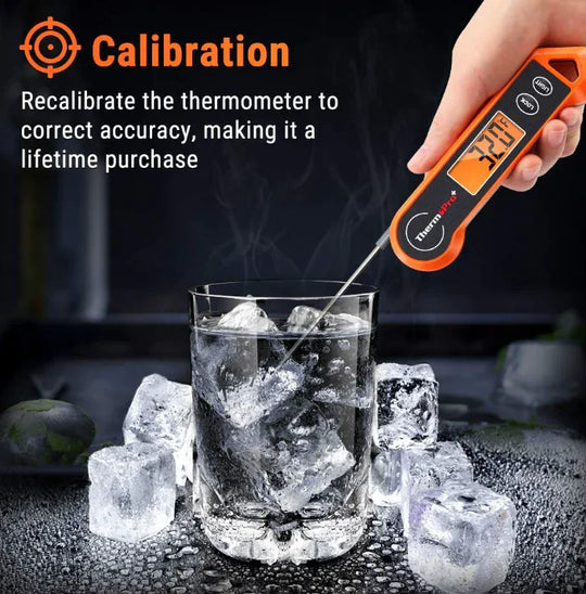 Digital Food Thermometer - Backlit Display - Foldable Probe