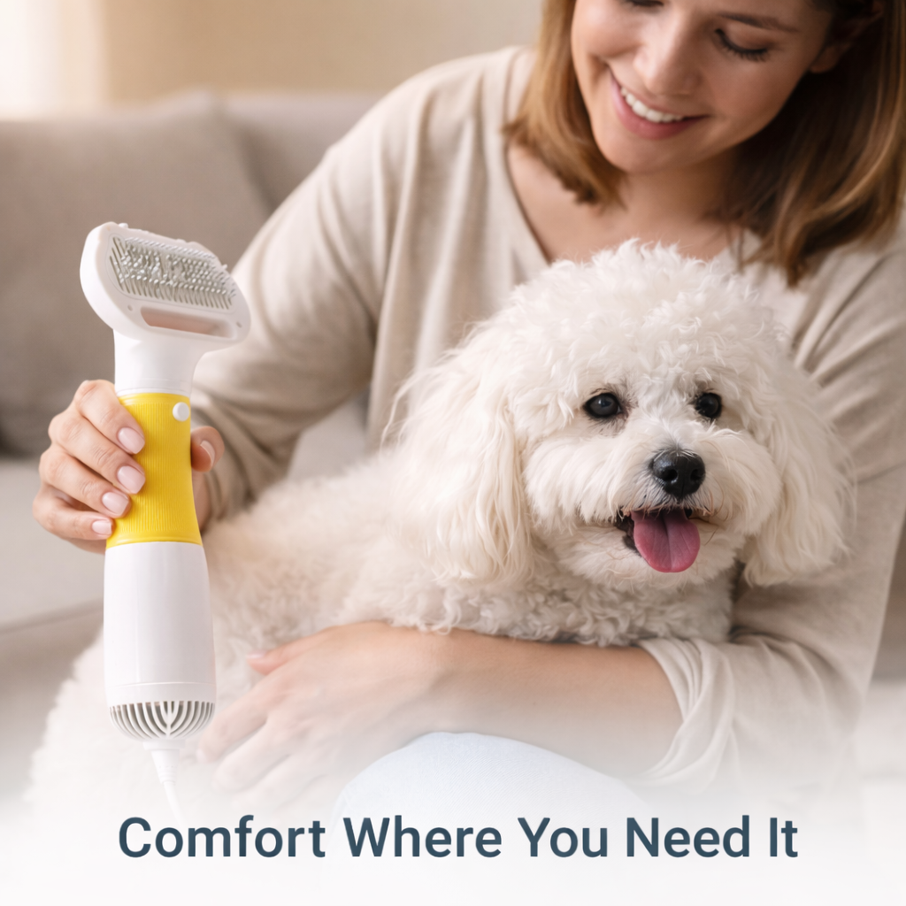 Dog Hair Dryer - Grooming Brush - Styling Comb