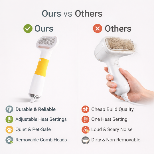 Dog Hair Dryer - Grooming Brush - Styling Comb