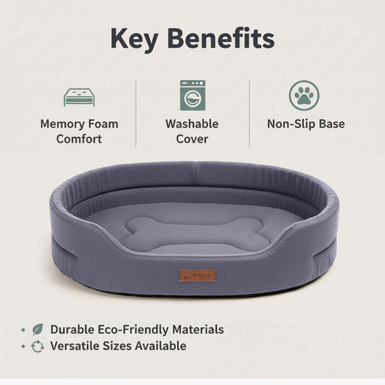 Dog Bed - Memory Foam - Washable Cover 