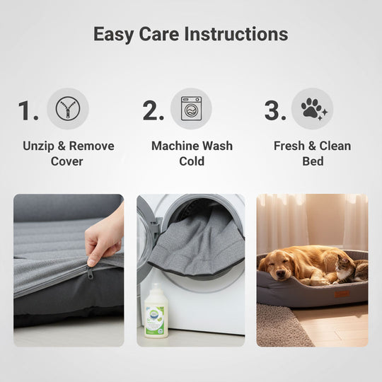 Dog Bed - Memory Foam - Washable Cover