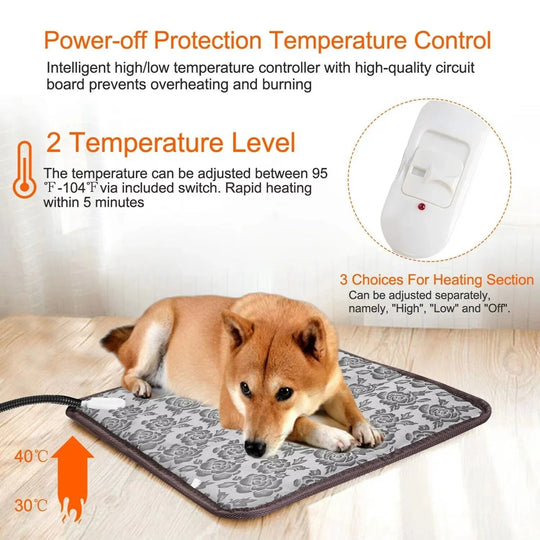 Electric Dog Heating Pad - Adjustable Temperature - Safety Design