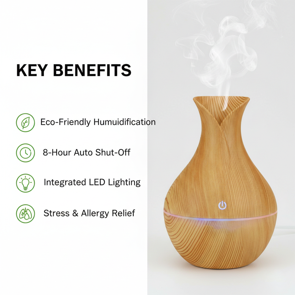 Essential Oil Diffuser - Ultrasonic Mist - LED Lighting
