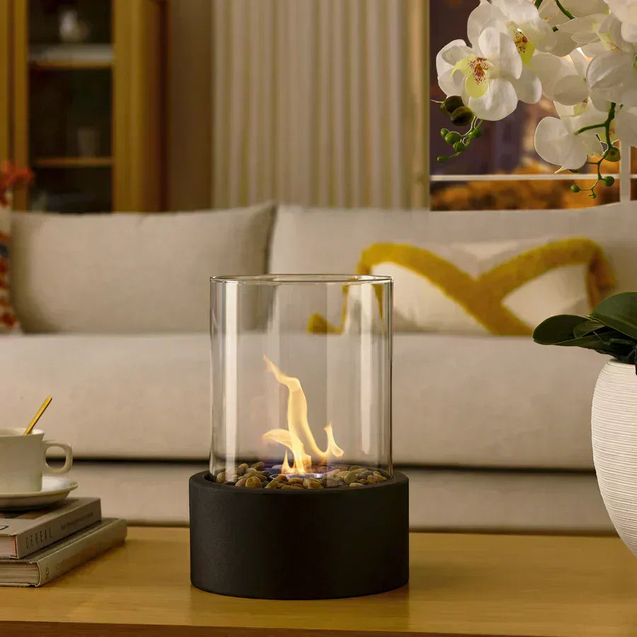 Ethanol Burner - Tabletop Fireplace - Glass Cylinder