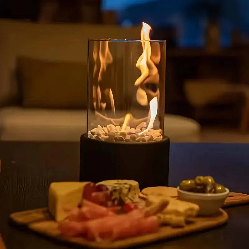 Ethanol Burner - Tabletop Fireplace - Glass Cylinder