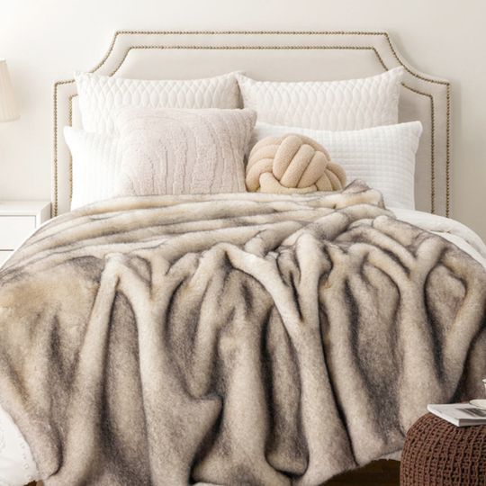 Faux Fur Throw Blanket - Soft Mink - Decorative Design