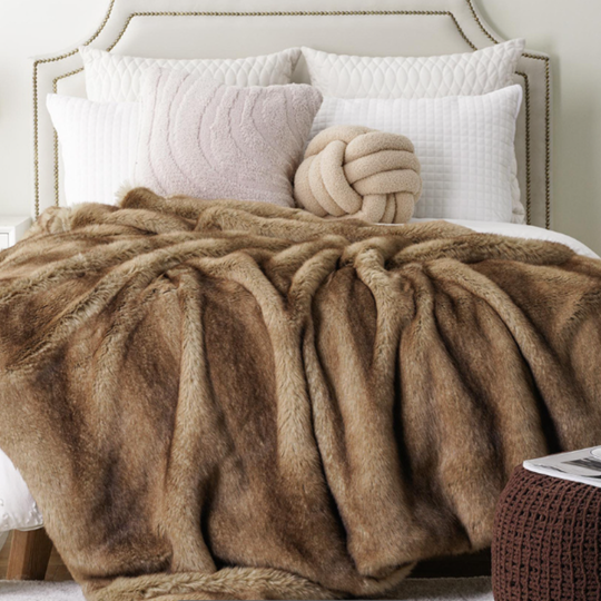 Faux Fur Throw Blanket - Soft Mink - Decorative Design