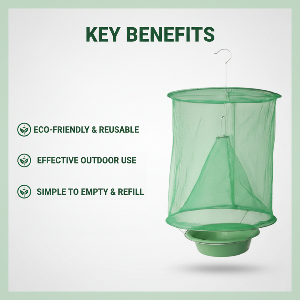 Fly Trap - Outdoor Reusable - Hanging Cage