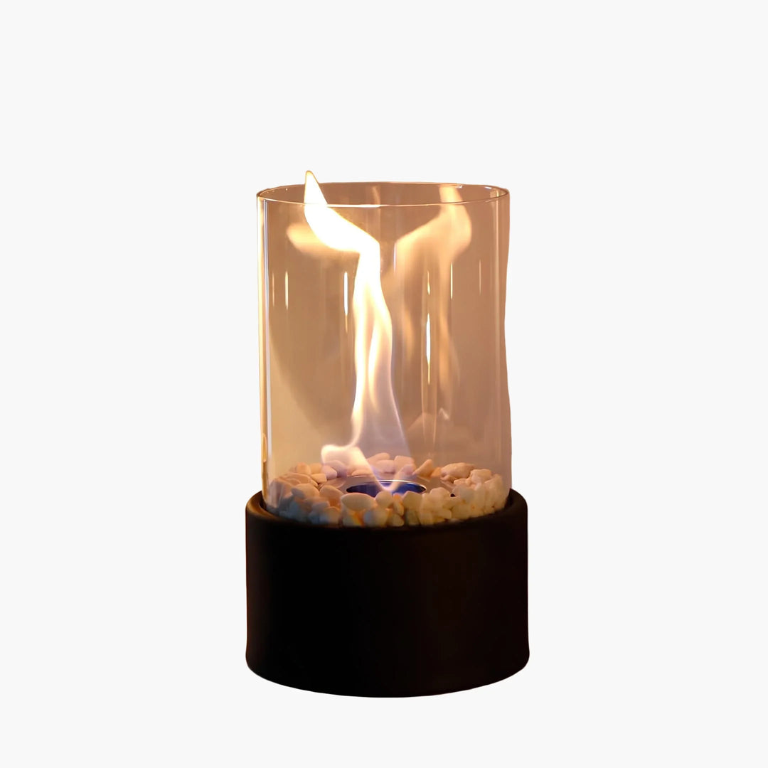 Glass Oil Lamp - Decorative Fireplace - Clear Cylinder